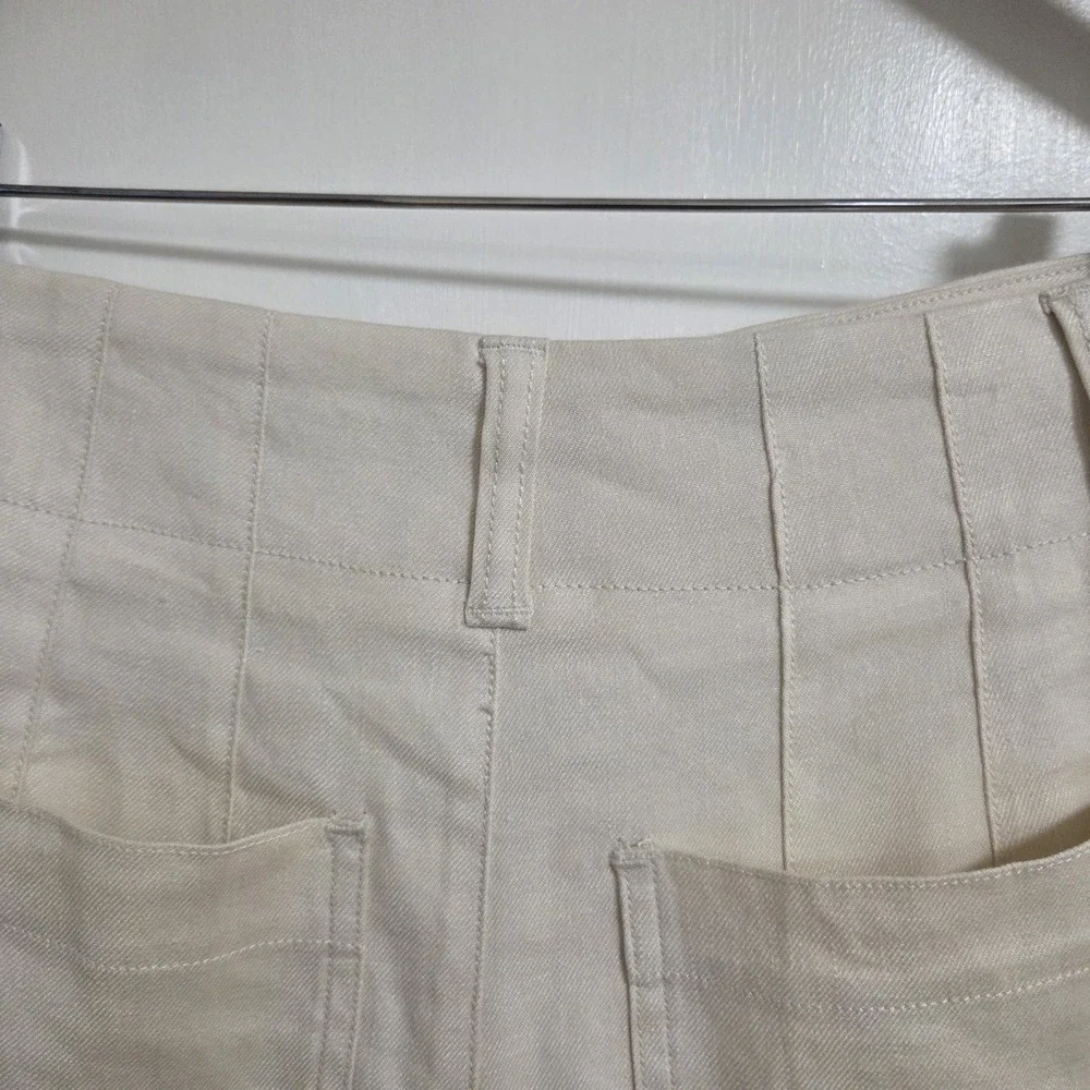 Maeve Anthropologie The Colette Cream Ivory Linen Blend Shorts Womens Size 26 - Picture 7 of 11
